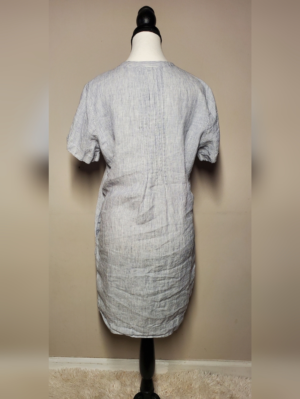Quince Pale Blue Pintuck Linen Mini Dress - Picture 9 of 14